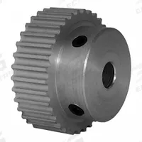 DAYTON Timing Pulley: Modified Curvilinear, Fixed, For GT Timing Belt Section, For 6 mm Belt Wd (MPN 34-3P06-6A3). Key specifications — Brand: DAYTON; Finish: Clear Anodized; For Belt Series: Powerhouse®.