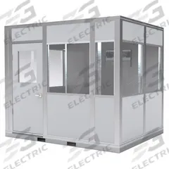 PORTA-KING Modular In-Plant Office: 8 ft x 10 ft x 8 ft, 4 Walls, Vinyl-Covered Drywall, Gray (MPN FAB810WHVAC). Key specifications — Brand: PORTA-KING; Sound Transmission Coefficient: STC 25; Includes: (6) Windows; Frame Material: Aluminum.