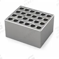 IKA Dry Block: Anodized Aluminum, 3 3/4 in Overall Wd, 3 in Overall Lg, 24 Wells, 10 3/4 mm Well Dia (MPN 4468700). Key specifications — Product Type: Dry Block Heater; Includes Thermometer Well: Yes; Material: Anodized Aluminum; Brand: IKA.
