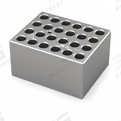 IKA Dry Block: Anodized Aluminum, 3 3/4 in Overall Wd, 3 in Overall Lg, 24 Wells - Dry Bath Blocks