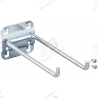 APPROVED VENDOR Double Rod Pegboard Hook: 6 1/4 in x 2 1/4 in, Screw-In, Surface, Silver (MPN 6YB99). Key specifications — Mounting Type: Surface; Finish: Zinc-Plated; Color: Silver; Accessory Type: 80-Degree Double Rod Hook; Locking System: Screw-In; Brand: APPROVED VENDOR.