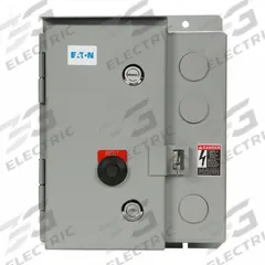 EATON NEMA Magnetic Motor Starter: Non-Reversing, 3 Poles, NEMA Size 0, 18 A, 120V AC Coil (MPN ECN0502AAA-R63/C). Key specifications — attr211388: EATON; attr951451: 1NO/1NC; attr951453: 110/120V AC; attr951489: Three; attr984425: 1NO/1NC; attr984429: Pilot Light; attr997361: None (Not Applicable to Electronic Overloads).