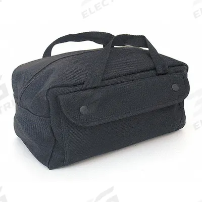 PLATT Tool Bag: 12 in W x 6 in D x 6 in H, Black, Nylon, 10 Pockets, 8 Inside Pockets - Nylon Wide-Mouth Tool Bags