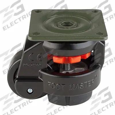 FOOT MASTER Plate Caster: Nylon Tread, 50 mm Wheel Dia, 82 mm Mounting Ht - General Purpose Leveling Plate Casters