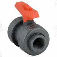 GF PIPING SYSTEMS Manual Two-Way Ball Valve: 3/4 in, PVC, Straight, FNPT x FNPT, Full Port Ball Port (MPN 161375018). Key specifications — Brand: GF PIPING SYSTEMS; Handle: Tee.
