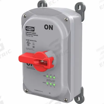 HUBBELL WIRING DEVICE-KELLEMS Disconnect Switch: Non-Fusible, 30 A, Three Phase - Non-Fusible Disconnect Switches