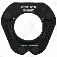 DEWALT Press Jaw: 2 1/2 in Pipe, Copper (Plumbing)/Stainless Steel, Extended/Std Tool Types (MPN DCE201212). Key specifications — attr518773: Rings; attr537224: 2-1/2 in; attr518762: Stainless Steel; attr518771: Galvanized Steel; attr518761: Elkhart ApolloPress; attr518760: DEWALT.