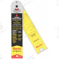 STARRETT Manual-Reading Miter Protractor: 12 in Blade Lg, -180°to 180°, 1° Graduations, Steel, 3 in (MPN CP505A-12). Key specifications — attr1182193: Steel; attr1182194: +/-0.5°; attr1182195: 12 in; attr1182198: 1°; attr1182218: STARRETT.