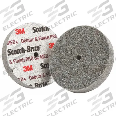 SCOTCH-BRITE Unitized Wheel: 2 in Dia x 1/8 in W, 1/4 in Arbor Hole, Ceramic, Medium - Cool-Cutting Light Deburring & Finishing Wheels for All Materials