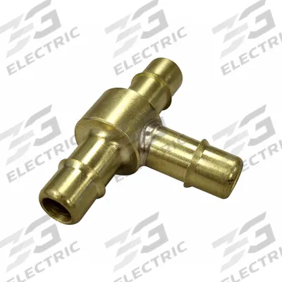 MEM-CO Barbed Tee: 1/8 in ID x 1/8 in ID x 1/8 in ID Size, Barbed x Barbed x Barbed - Nickel-Plated Brass Barbed Tube Fittings