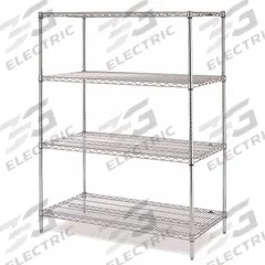 INSTOCK Metal Shelving: Starter, 72 in x 18 in, 74 in Overall Ht, 4 Shelves, Split Sleeve, Silver (MPN GRSS1872). Key specifications — Recommended Environments: Wet; Color: Silver; Material: Stainless Steel; Brand: INSTOCK.