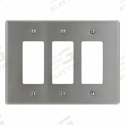 LEVITON Wall Plate: Decorator-Rocker, 3 Gang, Silver - General Purpose Wall Plates