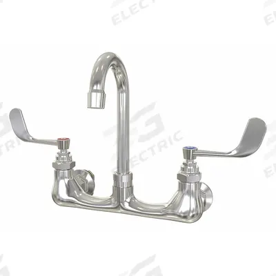 SANI-LAV Gooseneck Service Sink Faucet: Wall, Centerset, Cast Brass, Chrome - Widespread Utility Faucets