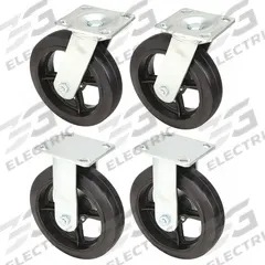 APPROVED VENDOR Plate Casters: Rigid/Swivel, No Brake, Rubber, 8 in Wheel Dia, 2 in Wheel Wd, 4 PK (MPN 5PKH9). Key specifications — Wheel Bearing Type: Roller; Wheel/Tread Color: Black; Brand: APPROVED VENDOR; Caster Type: Swivel.