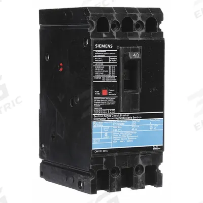 Siemens Molded Case Circuit Breaker: 40 A Amps, 10kA at 240V AC, Fixed, Load Side Lug - ED-Frame Siemens Molded Case Circuit Breakers