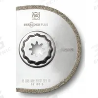 FEIN Oscillating Scraper Blade: 3 9/16 in Blade Wd, 3 9/16 in Blade Lg, Diamond Grit, 1 Pieces (MPN 63502217210). Key specifications — attr1097676: FEIN; attr1097658: Diamond Grit; attr1097655: Rounded.