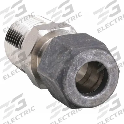 PARKER Compression Fitting Adapter: 3/8 in OD x 3/8 in Pipe Fitting Size - Single-Ferrule Stainless Steel Fittings