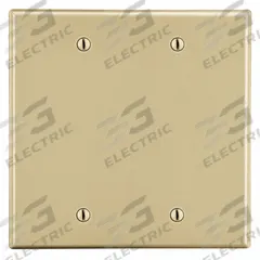 HUBBELL Wall Plate: Blank, 2 Gang, Ivory, Std Size (MPN P23I). Key specifications — Brand: HUBBELL; Material: Polycarbonate.