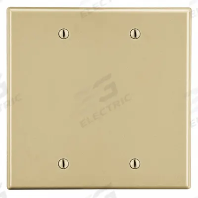 HUBBELL Wall Plate: Blank, 2 Gang, Ivory - General Purpose Wall Plates