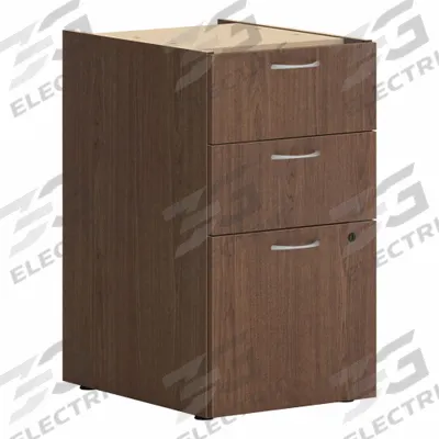 HON Desk Pedestal: Walnut, 3 Drawers, 15 in Overall Wd, 28 in Overall Ht - Desk Pedestals