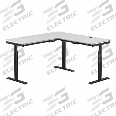 VERSADESK Standing Desk: White, Wood, 60 in Overall Wd, 60 in Overall Dp - Electric Adjustable-Height Desks