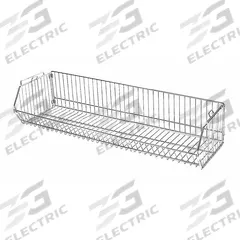 APPROVED VENDOR Stacking Basket: 36 in x 20 in x 12 in, 150 lb Load Capacity, Steel, Chrome, Silver (MPN 45VY47). Key specifications — attr37510: Chrome; attr5274: Steel; attr37511: Silver; attr37505: APPROVED VENDOR.