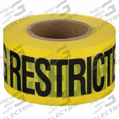APPROVED VENDOR Barricade Tape: 1,000 ft Lg, 3 in Wd, Warning Restricted Area Legend - Restricted Access Messaging Barrier Tape