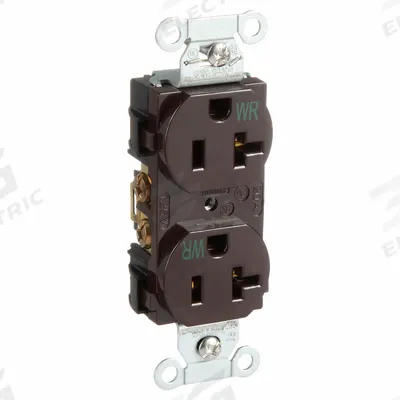 HUBBELL Receptacle: Duplex, 5-20, Brown, 125V AC, 20 A, 2 Pole / 3 Wire (MPN BR20WR) - General Purpose Receptacles