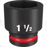 MILWAUKEE Standard Impact Socket: 3/4 in Drive Size, SAE, 1 1/2 in Socket Size, 6-Point, Std (MPN 49-66-6315). Key specifications — attr1215501: MILWAUKEE; attr1215515: Black Phosphate; attr1215518: 1-1/2 in.