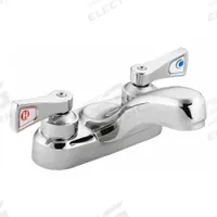 MOEN Low Arc Bathroom Faucet: M-Dura, Brass, Chrome Finish, 0.5 gpm Flow Rate, Centerset, Arc, Lever (MPN 8210F05). Key specifications — Includes: Mounting Hardware; Brand: MOEN; Series: M-Dura.