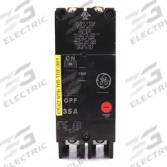 GE Molded Case Circuit Breaker: 35 A Amps, 18kA at 277/480V AC, Fixed, Lug, ABC (MPN TEYF235). Key specifications — Series: TEY; Max. AIR Rating: 18kA at 277/480V AC; Instantaneous Trip: Fixed; Terminal Connection: Lug; Phase Connection: ABC.