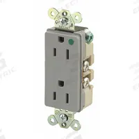 BRYANT Receptacle: Hospital Grade, Decorator Duplex, 5-15R, Gray, 125V AC, 15 A, 2 Pole / 3 Wire (MPN 9200GRY)
