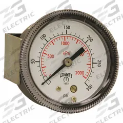 WINTERS Panel-Mount Pressure Gauge: U-Clamp, 0 psi to 300 psi, 2 in Dial, 1/4 in NPT Male, P9U 90, 5 (MPN P9U901411UC). Key specifications — Accuracy: ±2-1-2%; Brand: WINTERS; Vibration Resistance Properties: Dry Case Vibration-Dampened; Gauge Wetted Parts: Brass / Bronze.