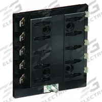 BUSSMANN Fuse Block: Open, 10 Pole, Bolt-Down Mounting, Quick Connect Termination, Automotive Blade (MPN 15600-10-20). Key specifications — Brand: BUSSMANN.