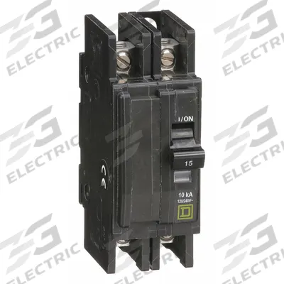 SQUARE D Miniature Circuit Breaker: 15 A, 120/240V AC, Single Phase, 10kA at 120/240V AC - QOU Series, Unit-Mount Square D Miniature Circuit Breakers