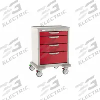 METRO General Medical Supply Cart with Drawers: Polymer/Steel, (2) Swivel/(2) Swivel with Brake, Red (MPN MBX1210TL-R). Key specifications — Material: Steel; Drawer Color: Red; Brand: METRO; Caster/Wheel Configuration: (2) Swivel with Brake; Cabinet Color: Taupe.