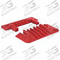 CHECKERS Cable Protector End Cap Pair: 5 Channels, Hinged, 1 13/40 in Max Cable Dia, 8 3/4 in Wd (MPN GDEC5X125-O). Key specifications — Brand: CHECKERS; Color: Orange; Component: End Caps; Material: Polyurethane.