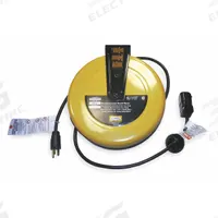 HUBBELL WIRING DEVICE-KELLEMS Extension Cord Reel: Ratchet Lock, 25 ft Cord Lg, 16 AWG, SJT, 5-15P (MPN HBLC25163C). Key specifications — Retractable Cord Ending NEMA Configuration: 5-15R; Feeder Cord Ending NEMA Configuration: 5-15P; Brand: HUBBELL WIRING DEVICE-KELLEMS.
