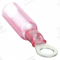 VELVAC Ring Terminal: Red, Heat Shrink Insulation, #8 Stud Size, 22 AWG to 18 AWG Wire Sizes, 600 V (MPN 37113). Key specifications — Brand: VELVAC.