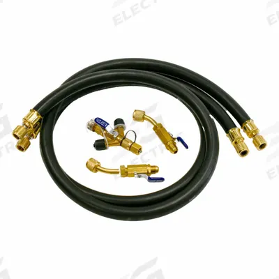 YELLOW JACKET Hose Set: 60 in Lg, 45° Angle, Black, Rubber, 2 Hoses - Charging Hose Sets