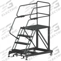 BALLYMORE Mobile Work Platform: 3.3 ft Platform Ht - Max, 36 in x 36 in, Steel, 800 lb Load Capacity (MPN SEP4-3636). Key specifications — Folding: Not Foldable; Mobility: Rolling; Brand: BALLYMORE; Color: Gray; Height Adjustability: Fixed Height; Includes Handrails: Handrails Included; Locking Mechanism: Foot-Activated Step Lock; Handrails: Includes Handrails.