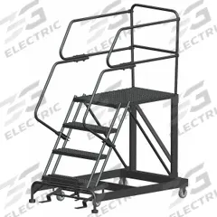 BALLYMORE Mobile Work Platform: 3.3 ft Platform Ht - Max, 36 in x 36 in, Steel, 800 lb Load Capacity (MPN SEP4-3636). Key specifications — Folding: Not Foldable; Mobility: Rolling; Brand: BALLYMORE; Color: Gray; Height Adjustability: Fixed Height; Includes Handrails: Handrails Included; Locking Mechanism: Foot-Activated Step Lock; Handrails: Includes Handrails.