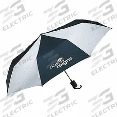 QUALITY RESOURCE GROUP Umbrella: 42 in Arc Lg, Blue/White, 36 in Open Dia, Nylon, Auto Open, Handle (MPN 9WTC9). Key specifications — Brand: QUALITY RESOURCE GROUP; Canopy Color: Blue/White; Features: Automatic Opening; Includes: Safety Reigns Logo; Opening/Closing Mechanism: Automatic Open.