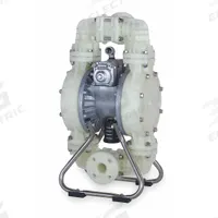 DAYTON Double Diaphragm Pump: Polypropylene Body, 1 1/2 in, Flange Connection, 120 gpm, PTFE Valve (MPN 3HJW3). Key specifications — Brand: DAYTON; Seat Material: PP; Check Valve Material: PTFE.