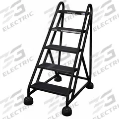 COTTERMAN Rolling Ladder: 3.8 ft Platform Ht, Assembled, Steel, Wt-Actuated Auto-Lock, Ribbed (MPN ST-500 A2 C7 P5). Key specifications — Includes Handrails: Handrails Not Included; Material: Steel; Brand: COTTERMAN; Color: Black.