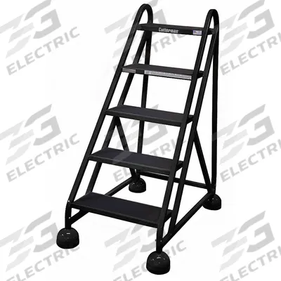 COTTERMAN Rolling Ladder: 3.8 ft Platform Ht, Assembled, Steel, Wt-Actuated Auto-Lock - Steel Ultra-Stable Weight-Actuated Ladders