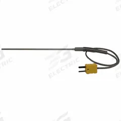 DAYTON Thermocouple Probe: -325°F to 2,280°F /-200°C to 1,250°C, Type K, Rounded Tip, 6 in Probe Lg (MPN 798GE5). Key specifications — Brand: DAYTON; Cable Material: FEP Jacket with Stainless Steel Overbraid; Cable Length: 12 in; Accuracy: ±1.1 °C or ±0.04 %, Whichever is Greater; Maximum Wire Gauge: 22 AWG.