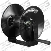 REELCRAFT Hand Crank Hose Reel: 50 ft (1/2 in I.D.), 13 1/4 in L x 16 3/4 in W x 14 3/8 in H, Brass (MPN CU8050LN). Key specifications — Hose Capacity: 50 ft (1/2 in I.D.); Overall Dimensions: 13-1/4 in L x 16-3/4 in W x 14-3/8 in H; Seal Material: Nitrile; Reel Color: Black; Swivel Material: Brass; Brand: REELCRAFT.
