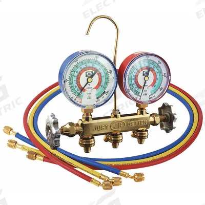 JB INDUSTRIES Manifold Gauge Kit: 2 Valves, 3 Hoses, Series PATRIOT - Analog Manifold Gauge Kits