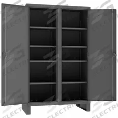 DURHAM MFG Storage Cabinet: 48 in x 24 in x 78 in, 8 Adj Shelves, 2 Doors, Legs, Gray, Assembled (MPN HDDS244878-8S95). Key specifications — Brand: DURHAM MFG; Base Type: Legs; Cabinet Color: Gray; Frame Assembled: Assembled.